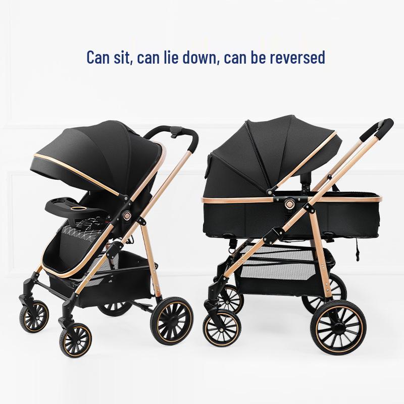 High Landscape Reversible Baby Stroller & Reclining Tricycle, Three-in-One with Large Wheels
