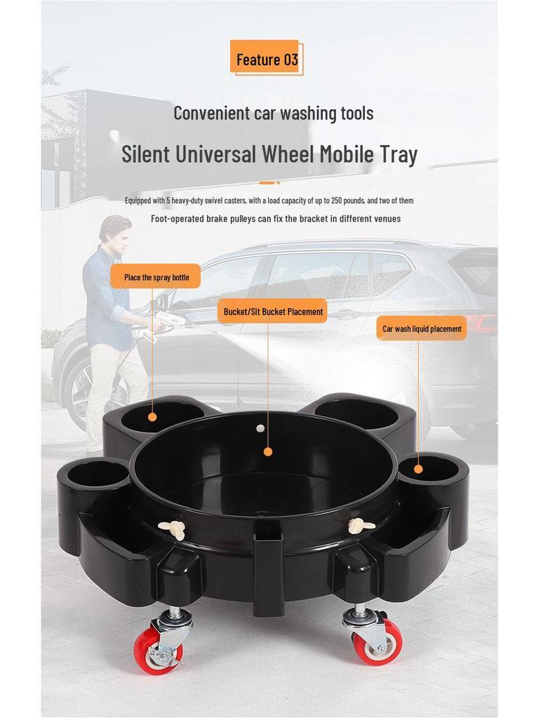 Car Wash Bucket Base with Integrated Pulley - Non-slip, Multi-use
