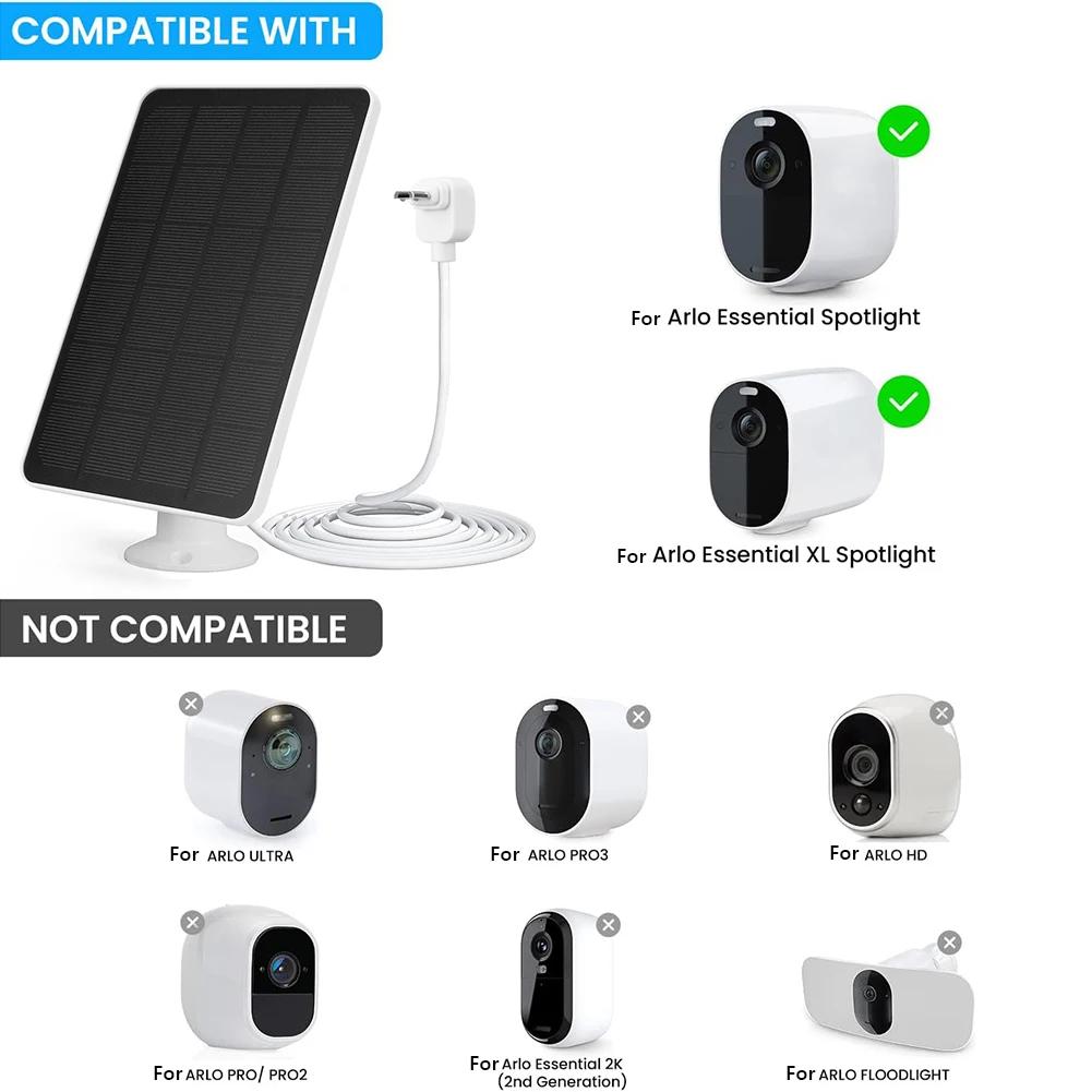 1-3PCS Solar Panel Camera Charger 360°Adjustable Wall Mount Camera Solar Panel for Arlo Essential Spotlight/XL Spotlight Camera