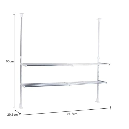 TAKUBO Takubo Draining Shelf Series, Expandable Tension Shelf, 2 Tiers, Width 50-90cm, TP2-90L