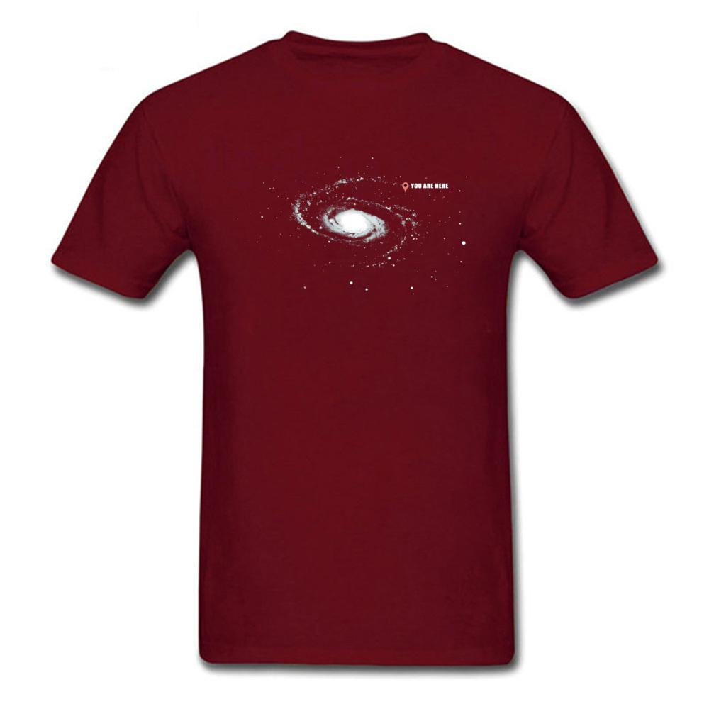 Black T-Shirts For Men Galaxy Space You Are Here 100% Cotton April FOOL DAY Summer Street Tops T Shirt Casual Tee Shirts Man