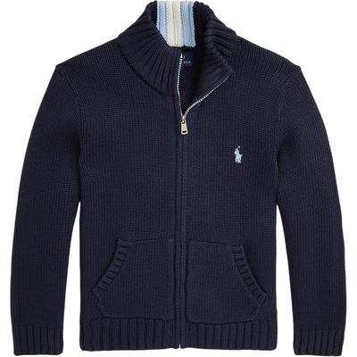 Sweter Polo w jednolitym kolorze z długim rękawem i zamkiem dla dzieci 323799411025