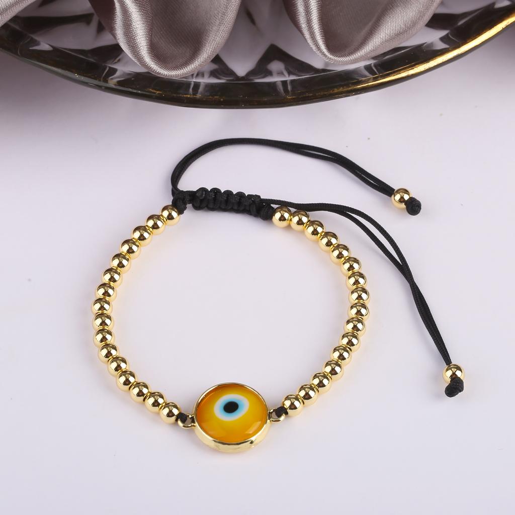 10 Colors Gold Plated Copper Beads Braided Evil Eyes Glaze Luxury Bracelet for Woman Girl Fashion Ward Off Evil Zircon