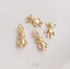 14K Gold-Filled Bear & Rabbit Pendant Charm for DIY Jewelry