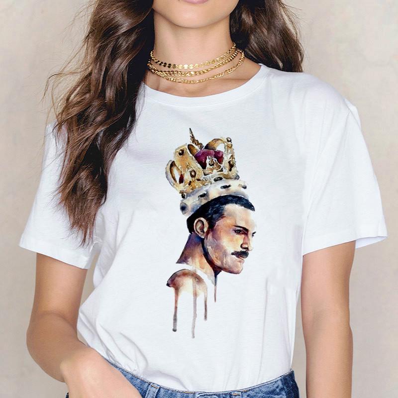 

Футболка Фредди Меркьюри Ullzang, женская футболка в стиле хип-хоп, Ulzzang Queen Band XXL белый