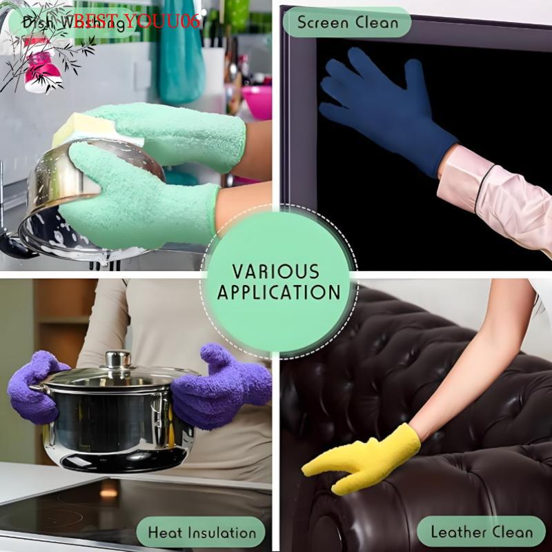 (YOUU06)Microfiber Dusting Gloves - Stretchable Breathable Cleaning Gloves Non-Waterproof For Cars Boats RVs Pools Home