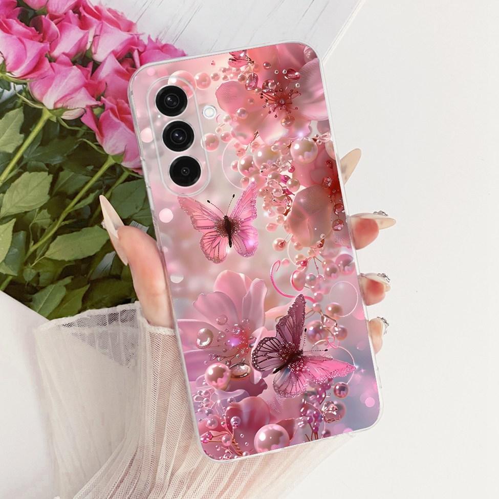 Clear For Samsung A26 SM-A266E SM-A266B Case For Samsung Galaxy A26 Cover Luxury Fashion Flowers Cute Kawaii Painted