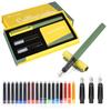 Mancola A Color Contrast Design Fountain Pen Set That Includes 1 Fountain 3 Different Types of and 18 Ink Cartridges Colors In Pen, Nibs, (13 Total)