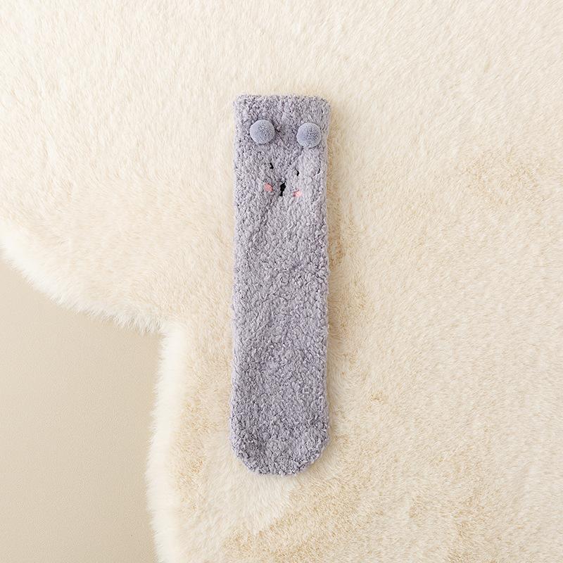 Ladies Autumn and Winter Lamb Plush Plush Thickened Sleeping Home Floor Small Ear Socks