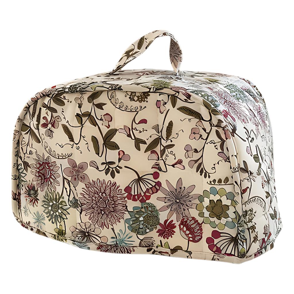 Floral Printed Toaster Cover with Handle Quilted Bread Machine Cover Multifunctional Appliance Protective Bag for Home Kitchen