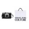 Versace Jeans Couture Fibbia Anello Barocca con Ferramenta Argentata Borsa a Mano in Poliuretano con Texture Coccodrillo Borsa a Tracolla 75VA4BFCZS578899