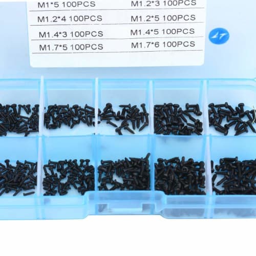 Akozon Machine Screw Kit, Self-Tapping Screw Set, Machine Screw Cross Head Self-Tapping Bolt Assortment Kit, M1/M1.2/M1.4/M1.7, with Storage Case, 100