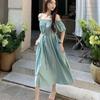 Damen Sommer Süß & Würziges One-Shoulder Kleid - Strandurlaub, Sanfter Stil, Locker, Schlankmachender Mid-Length Rock
