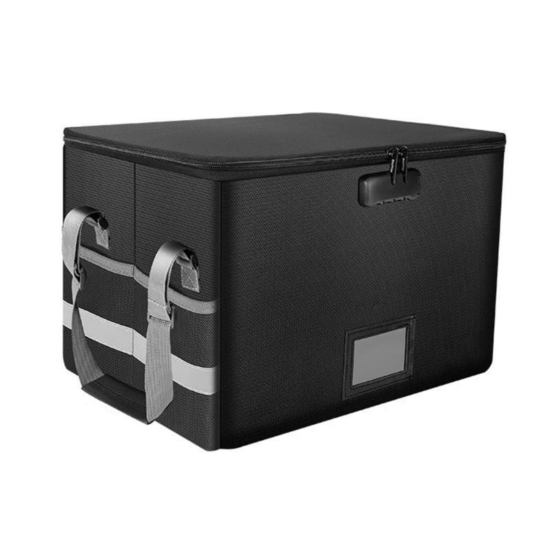 Portable Heat Proof File Box With Insulation Layer And Adjustable Handle For Easy Transport