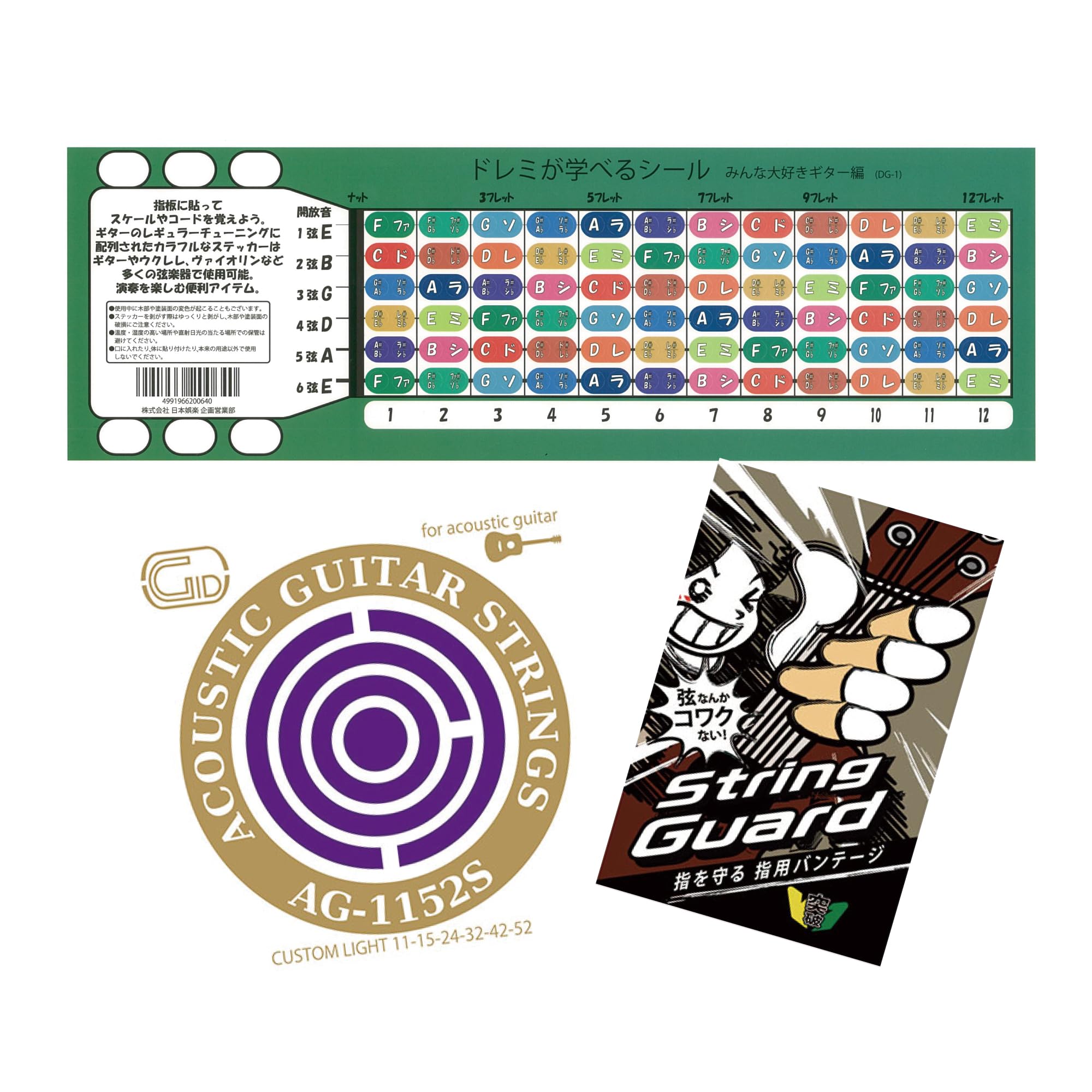 

Nippon Entertainment Planning and Sales Department Guitar Support SP Fingertips Edition AC Do-Re-Mi Learning Stickers Everyone Loves Guitar Edition