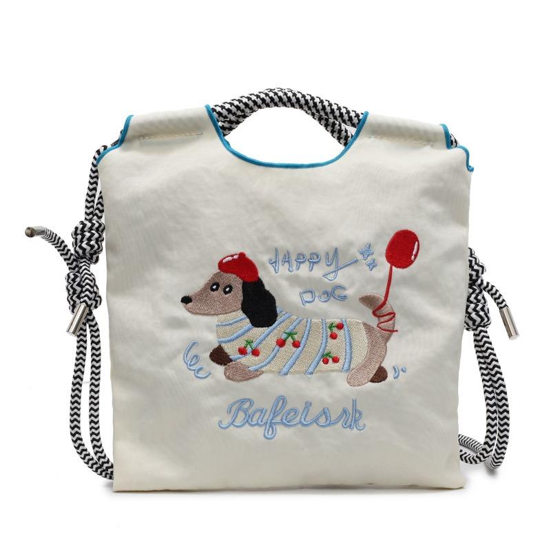 Embroidery cute dachshund dog bucket bag women's new mobile phone bag versatile commuter shoulder messenger bag