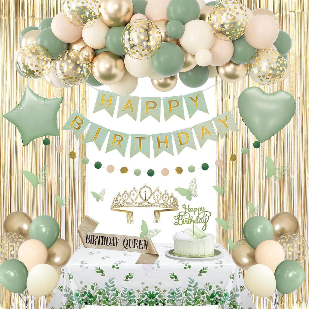 Birthday Party Decorations Rain Curtain Background Flag Cake Power Strip Paper Flower Ball Aluminum Film Balloon Set