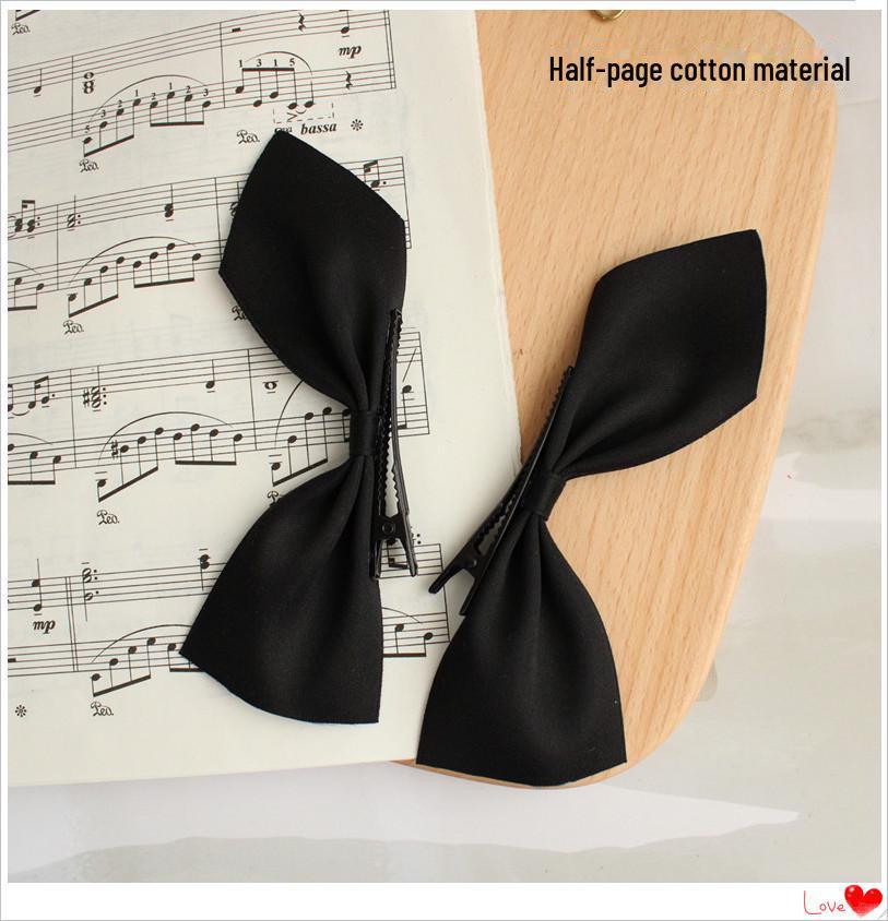 Black Velvet Bow Hairpin - Jisoo-Inspired Korean & Japanese Style Side Clip Hair Accessory