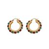 Bohemian Colorful Natural Stone Beaded Earrings - European & American Retro Style, High-End Light Luxury