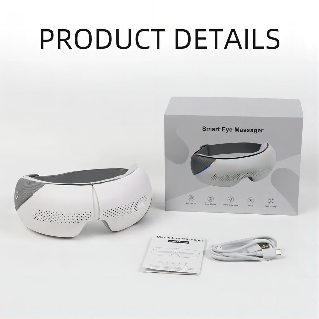 Portable Foldable Visible Intelligence Eye Massager Eye Care Device Smart Airbag Compression Eye Massage Glasses & Bluetooth Music for Improve Sleep
