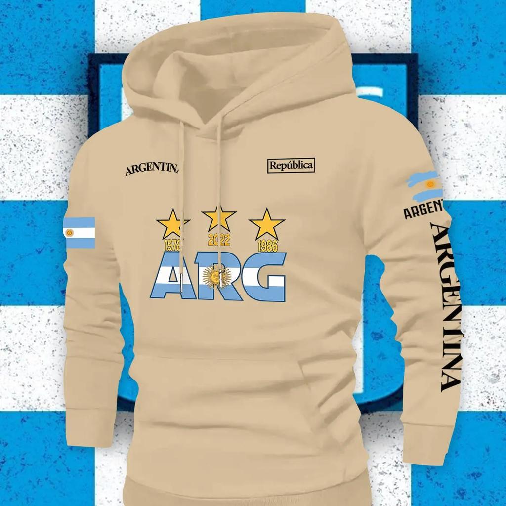 Men's Hooded Sweatshirt Featuring the Argentine Flag Design a Stylish Trendy Pullover Sweatshirt A Suitable Unisex Holiday Gift