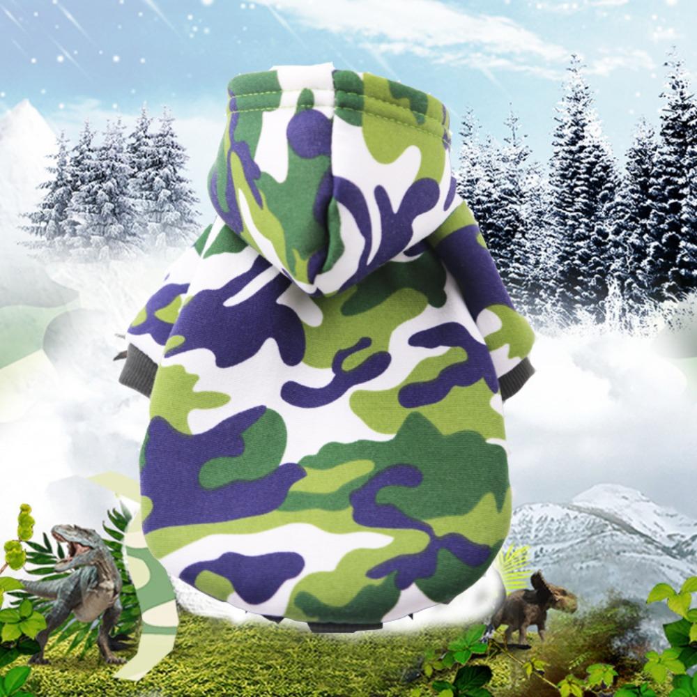 Spring, autumn and winter dog camouflage clothing handsome cat new cat two feet with hat pet clothes dog supplies