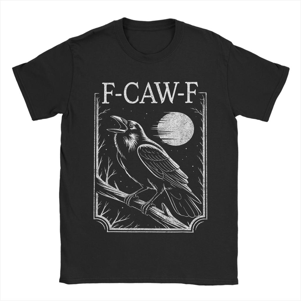 F-Caw-F Czarna Wrona Zabawny Ptak Kraczący Grunge T-Shirt Popularne Koszulki Krótki Rękaw Zabawne Topy Okrągły Dekolt Oversize