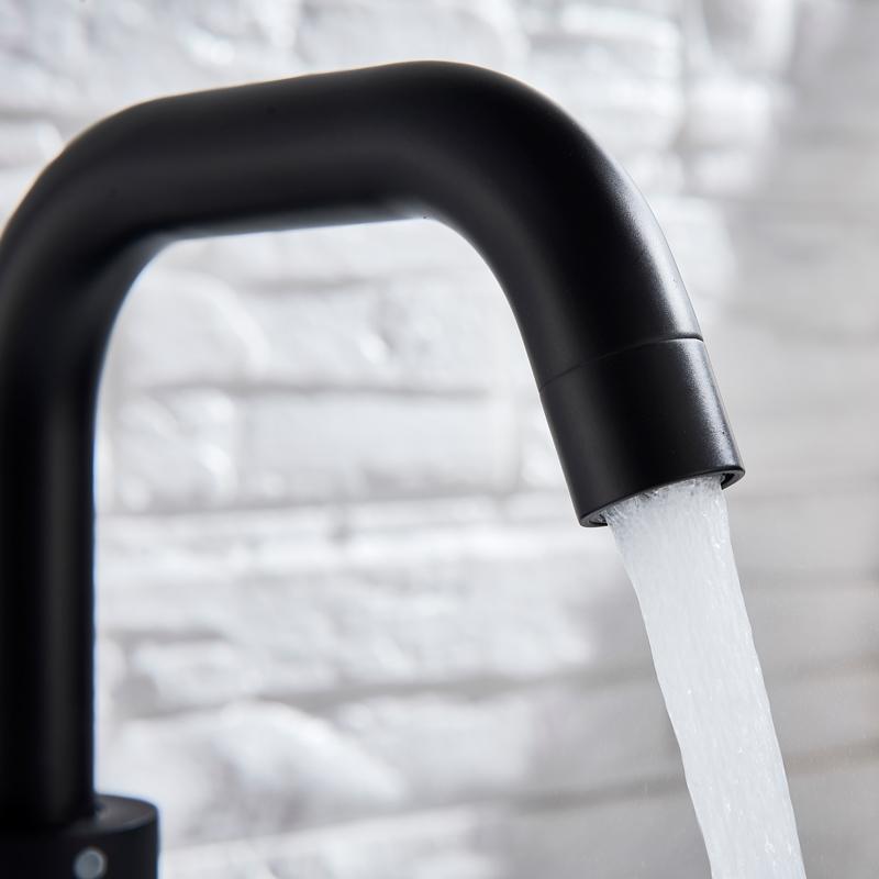 ALENARTWATER Badezimmer Waschbecken Waschtisch Armatur Mattschwarz Deckmontiert Becken Kran Kalt Warmwasser Mischbatterie 360 Grad Drehung
