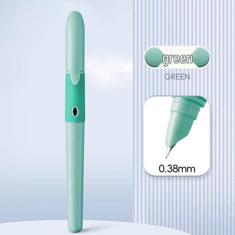 Refillable Ergonomic Fountain Pen for Students - Transparent Colored Plastic Design