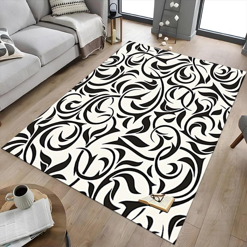 1PC Floral Pattern Non-Slip Floor Carpet Compatible for Office&Living Room&Dining room - Flat-Weave Machine- Soft & Pattern-E308
