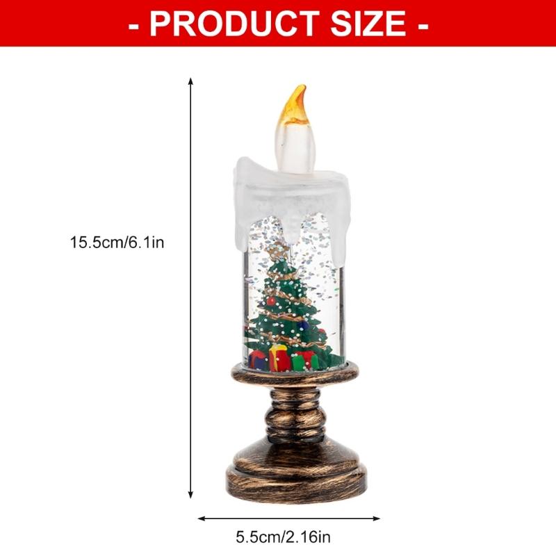 Snow Globe Candle Lamp With Realistic Floating Snowflakes Safe Plastic Design For Christmas Winter Party Homes Decors