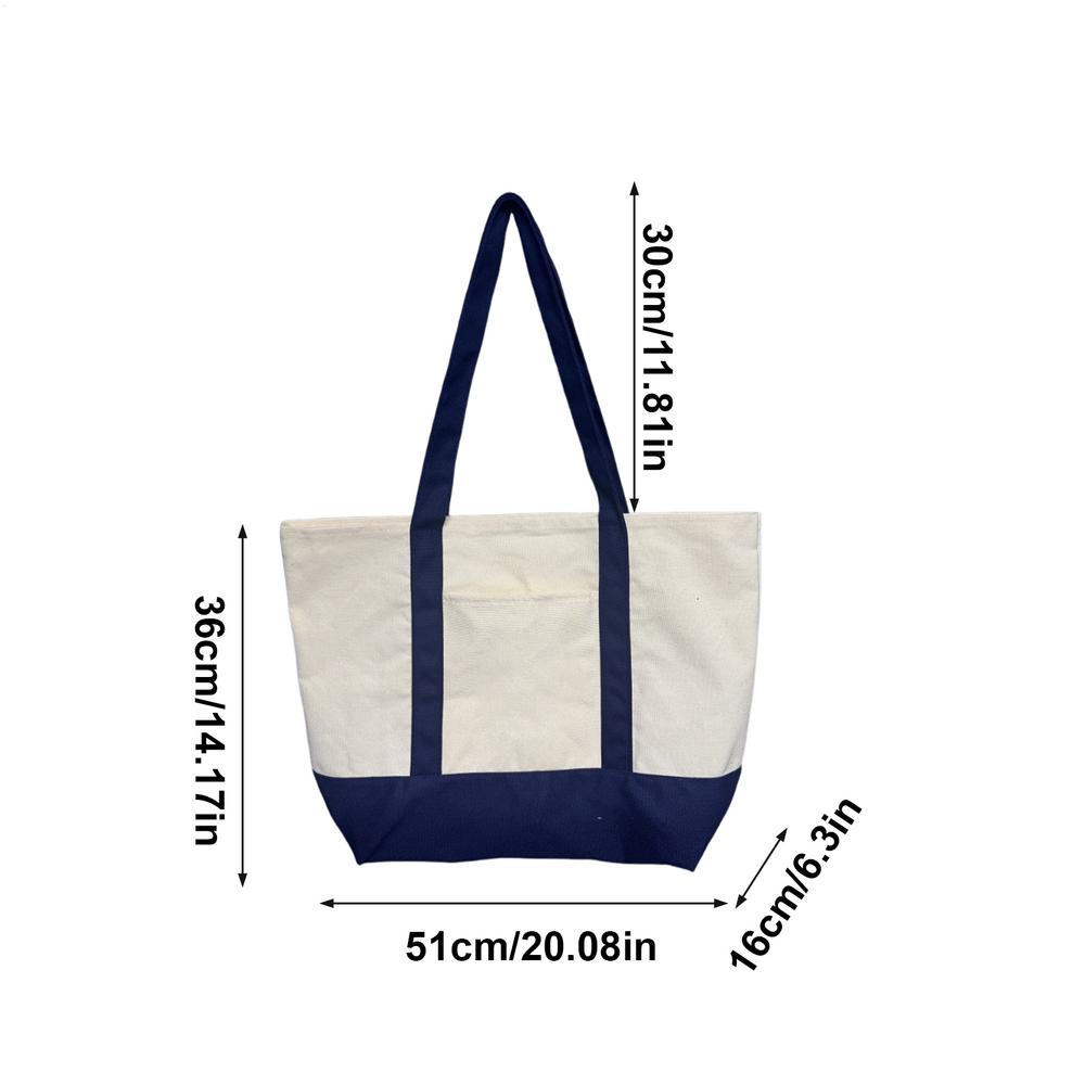 Large Canvas Tote Bag for Women - Reusable Grocery Shopping Bag with Embroidery Handle, Big Work Beach Travel Tote for Gym