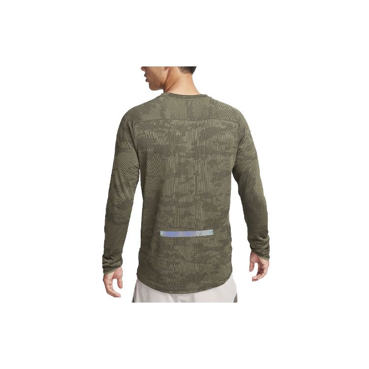 Nike Gemustertes Langarm-T-Shirt mit Rundhalsausschnitt für Herren Oberteile Olivgrün FB8539-222