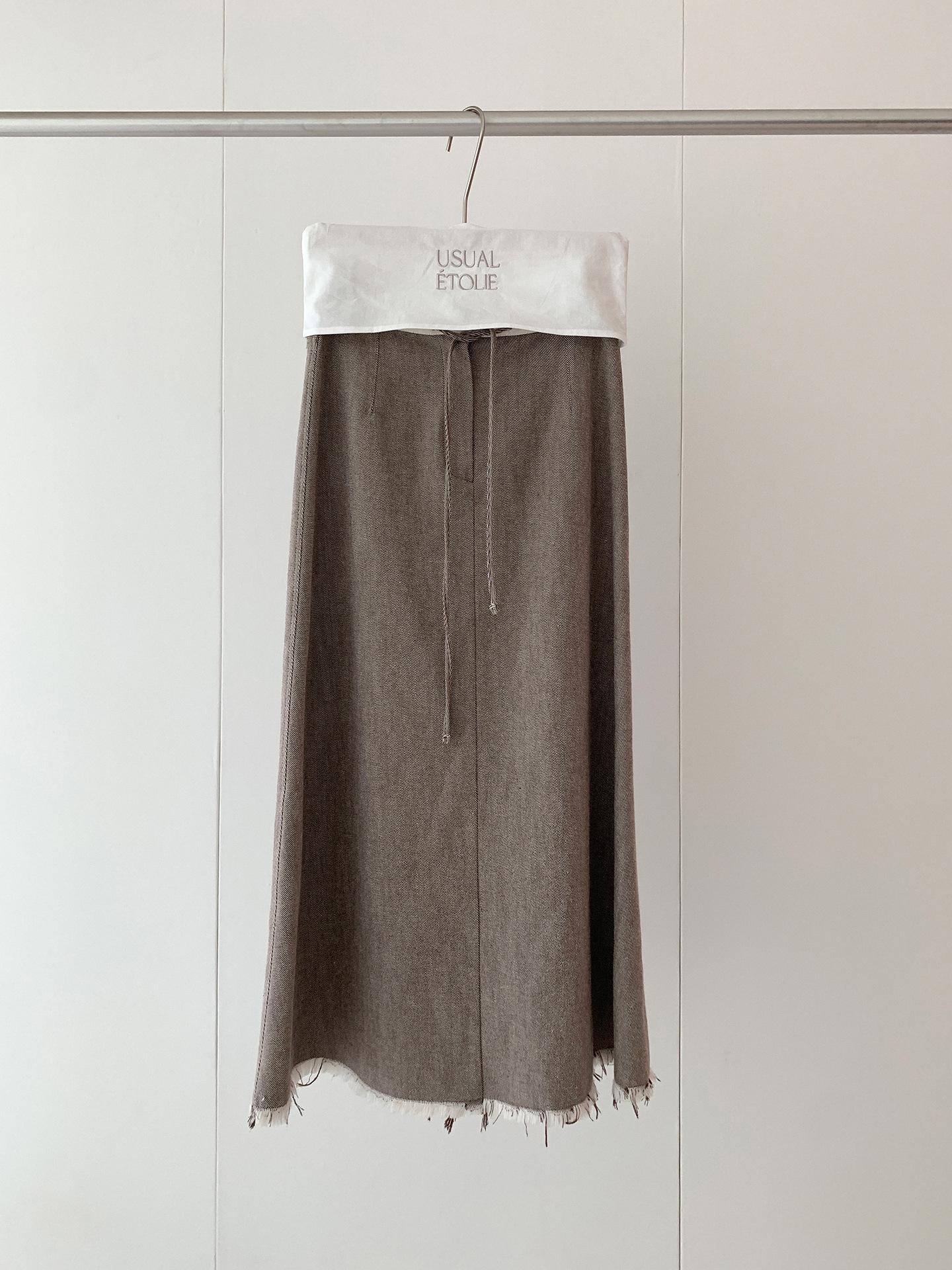 Qiumeng DT ETOLIE Fringe Hem Patchwork A-line Midi Skirt - Women s Loose Casual Retro Style Small