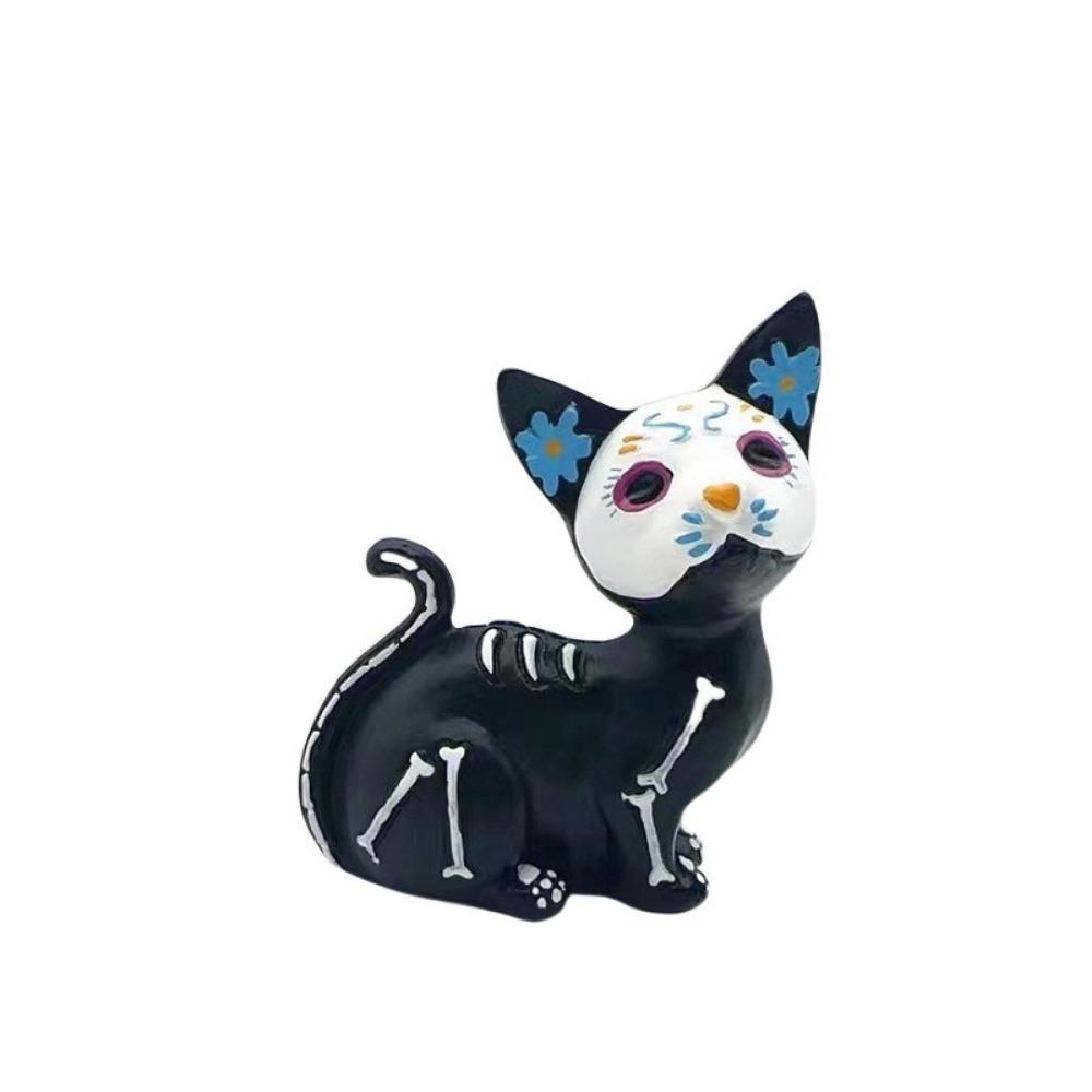 

Hand-Painted Black Cat Skeleton Figurine Resin Cat and Dog Ornaments for Home Cat