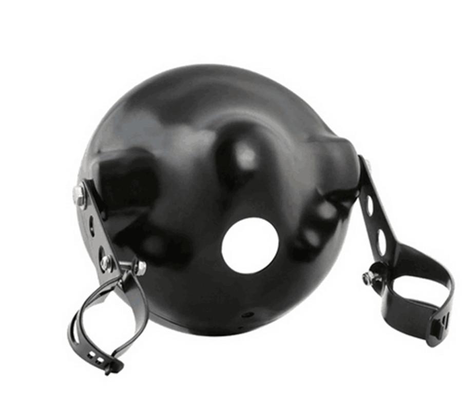 Headlight Housing  7" Black Aluminum Motorcycle Headlight Cover Housing  Mount Brackets Fork Ear  Headlamp Holder Kit  Universal