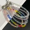 Popular Color Crystal Beaded Mobile Phone Chain Short Wrist Bag Keychain Pendant Anti-lost Women's Mobile Phone Case Lanyard