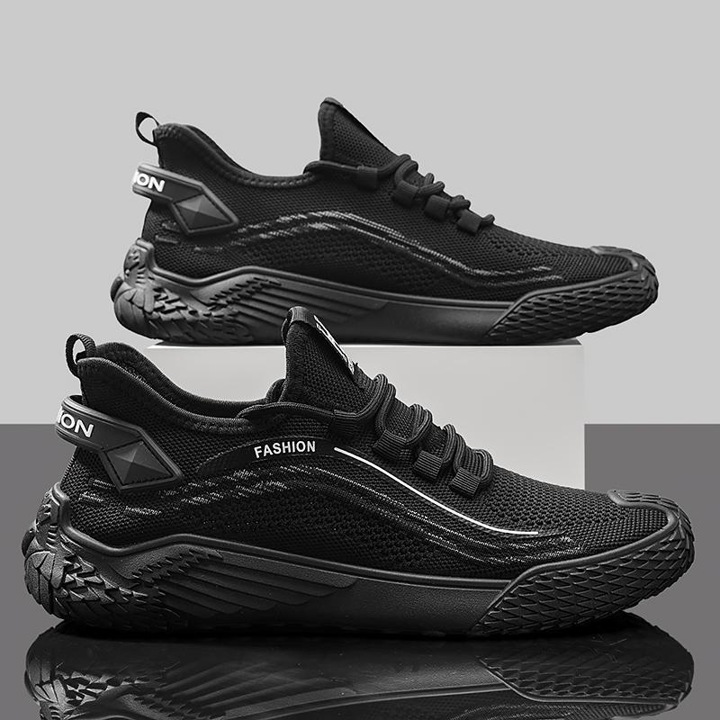 

Men s fly-woven sports shoes summer breathable mesh running shoes foreign trade men s shoes street daily casual shoes 44 чорний