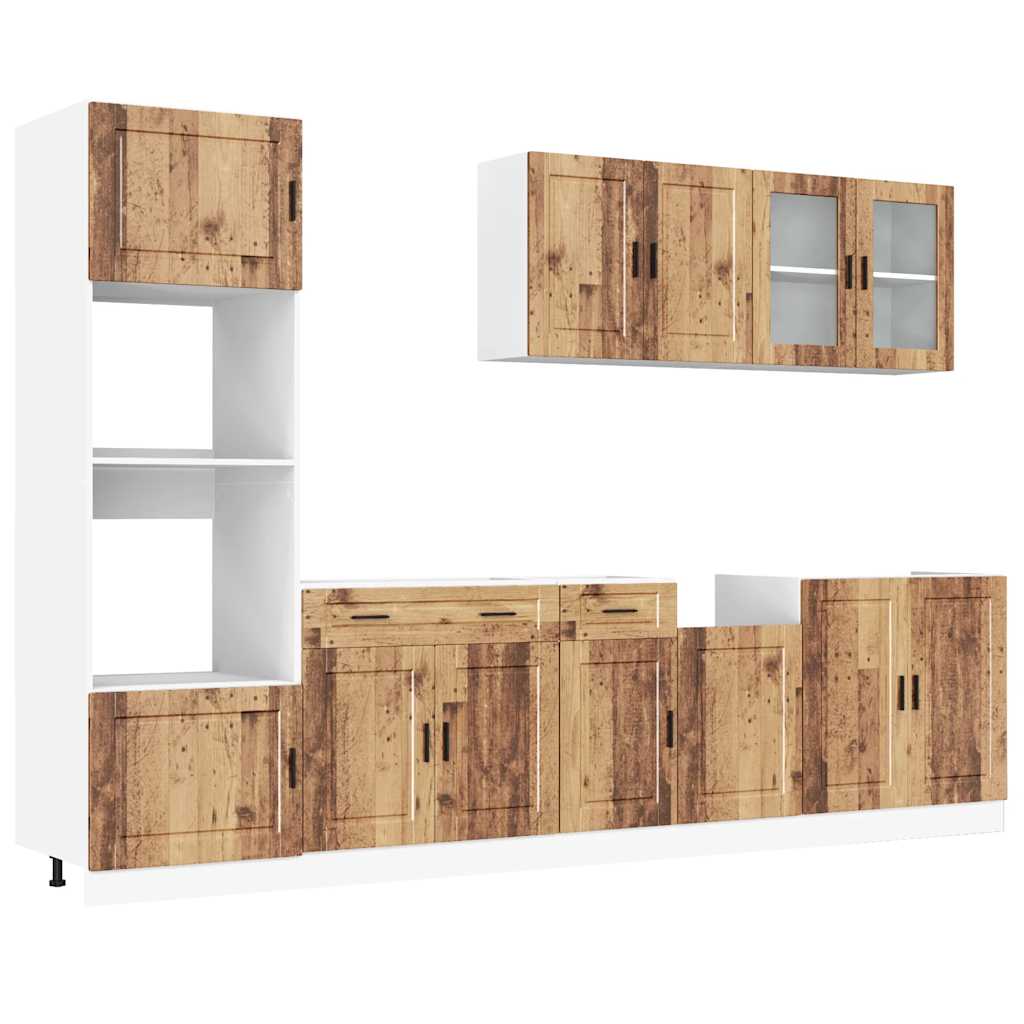 Vidaxl Kitchen Cabinet Set, Squid, 7-Piece, Old Wood