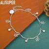 925 Sterling Silver Exquisite AAA Zircon Lucky Four-Leaf Clover Bracelet - Banquet Gift Jewelry