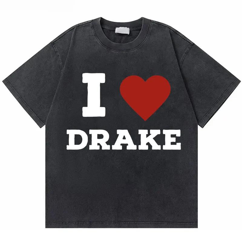 Washed Vintage Rapper Drake Take Care Album Graphic T Shirts Men Hip Hop Retro Tshirt Mens Fashion Casual Oversized Tee Shirt