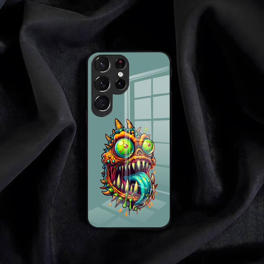 Neon Eyed Brain Alien Monster Phone Case For Samsung S26 S25 Edge S24 S23 S22 S21 S20 Ultra Plus FE Glass Cover