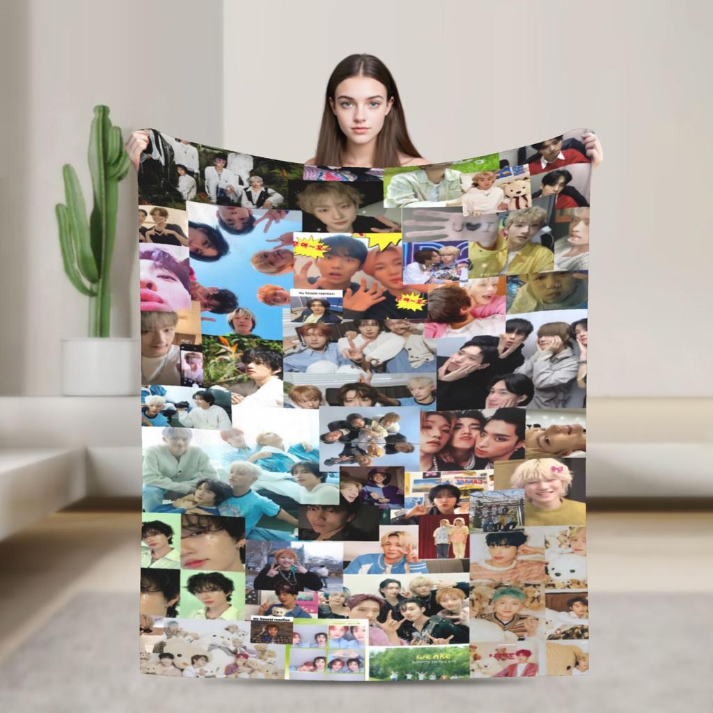 Korean P1Harmony Live Tour Flannel Blanket Winter Soft Throw Blanket for Kids Living Room Funny Bedspread Sofa Bed Cover