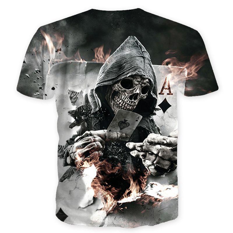 Fashion Men Funny Skull 3d Print T-shirt With Casual Crew Neck And Short Sleeves