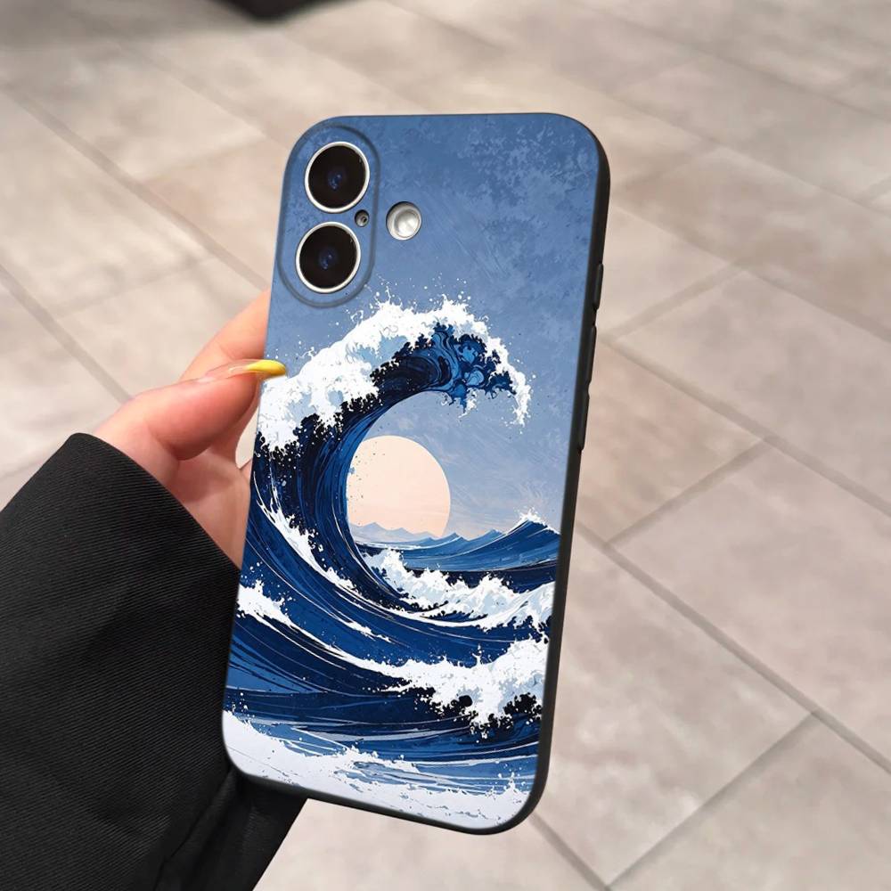 

Hokusai kanagawa Great Wave Phone Case For Iphone 17 16 15 14 13 12 11 Pro Max Plus Black Shell Cover Case iPhone 13 pro