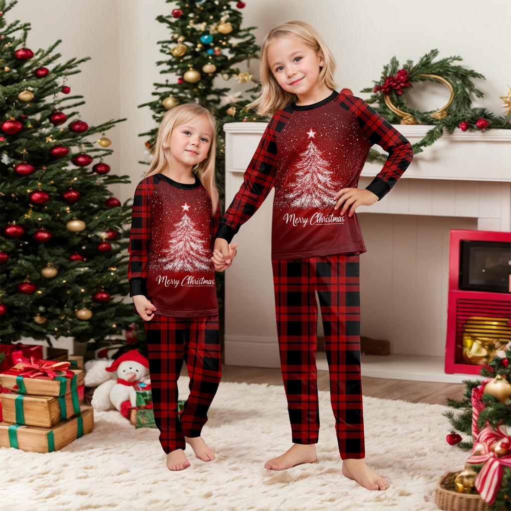 Druck Niedliches Familien-Set Pyjamas, Hauskleidung, Familien-Set Langarm-Oberteil Hosen-Set