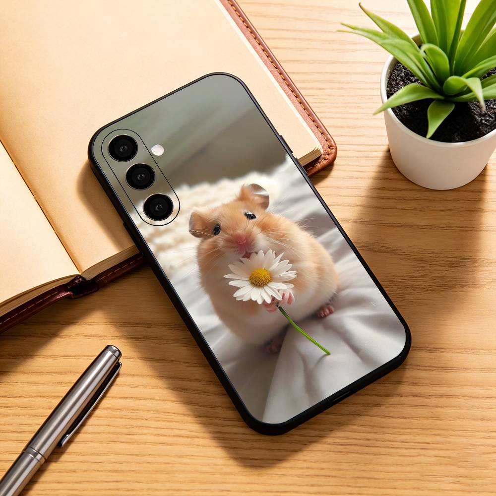 

Cute Animal fluffy Hamsters Phone Case For Samsung Galaxy A73,A72,A71,A70,A53,A52,A51,Soft Silicone Black Cover Samsung a12