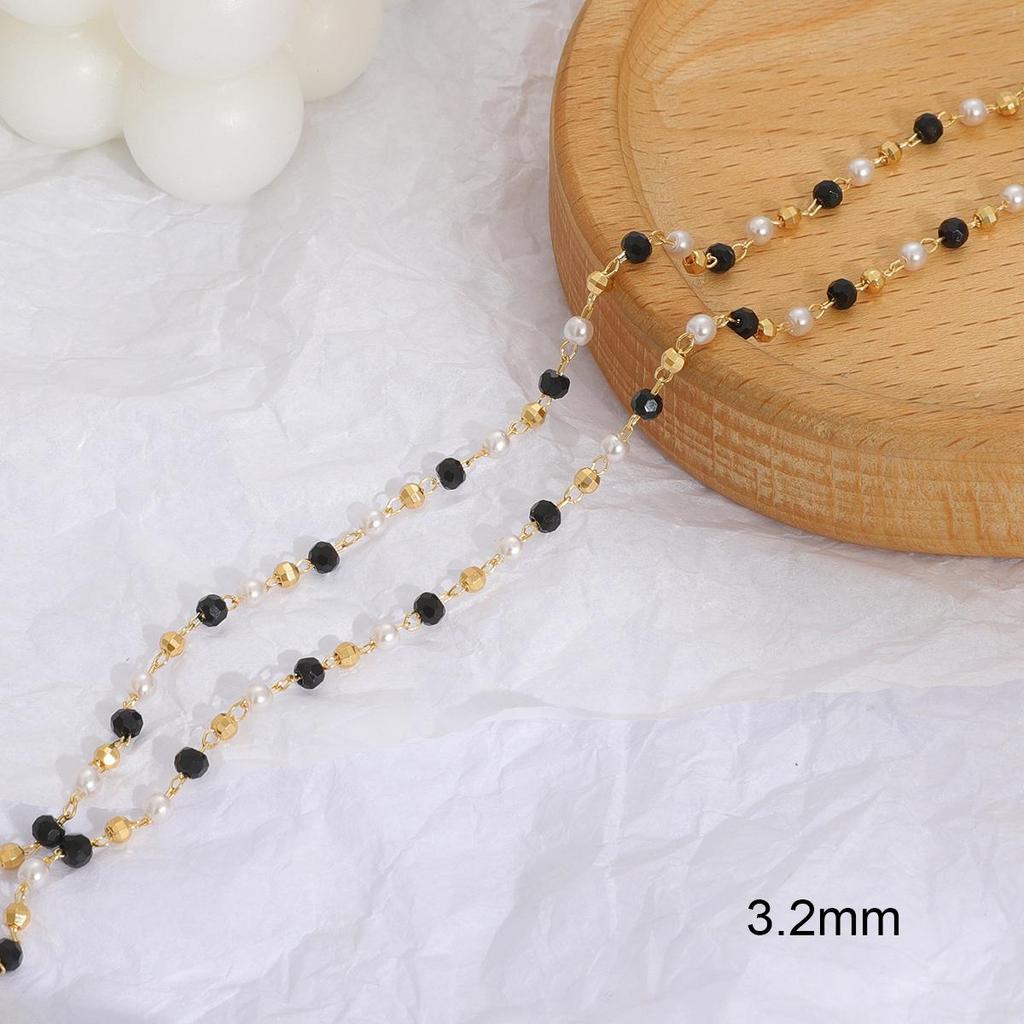 50cm Brass Copper Chain with Gold Plated Pearl Beads Charms for DIY Jewelry