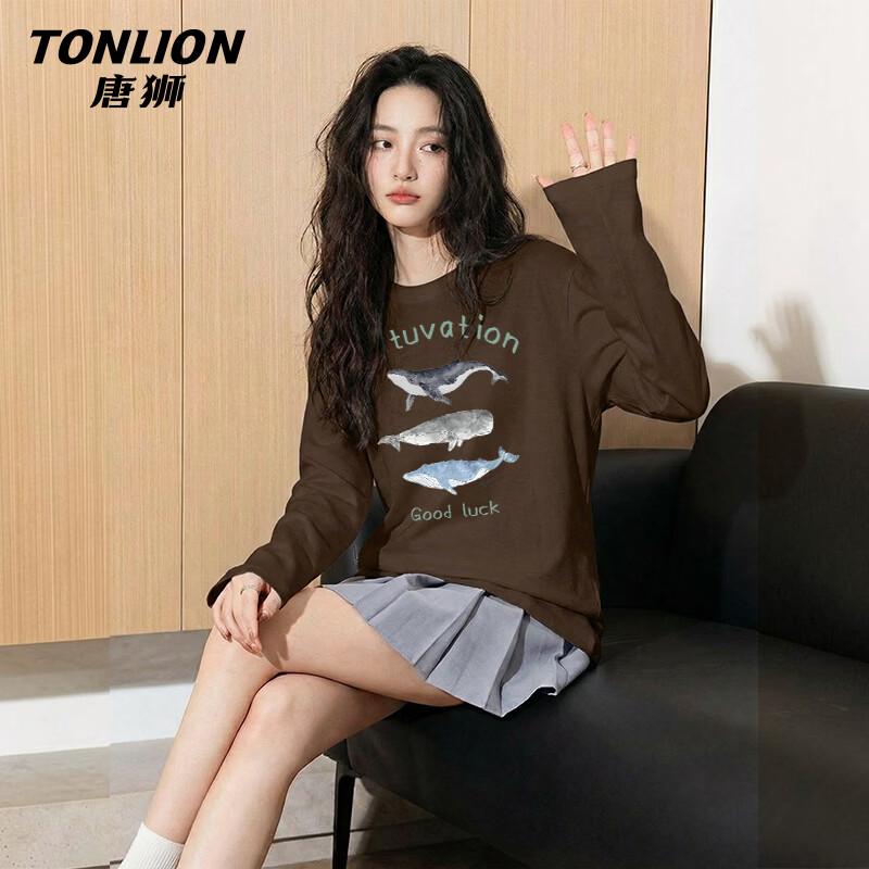 TonLion Women s Heavyweight Cotton Long Sleeve T-Shirt 2XL