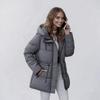 European & American Women's Mid-Length Hooded Down Cotton Jacket - Slimming, Thick, and Trendy Coat.
